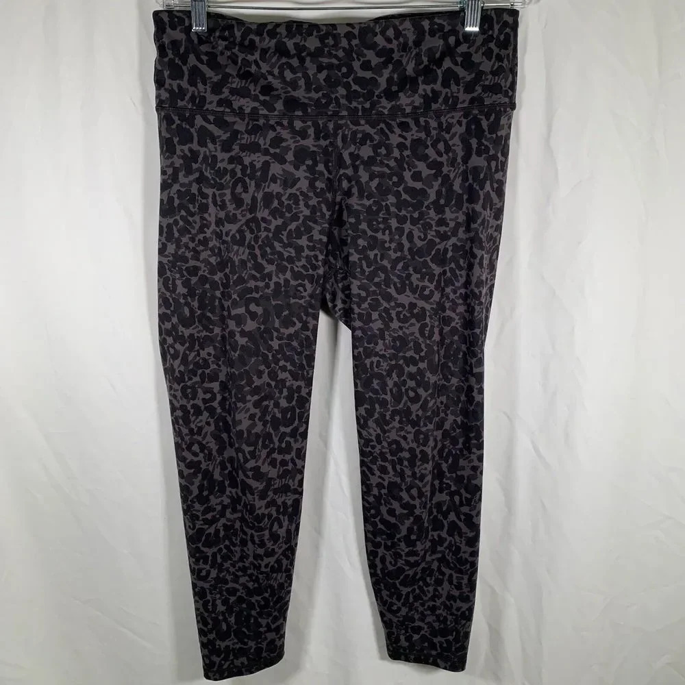 Gap Leggings Women’s Size Large Grey Animal Print High Rise Workout Cropped